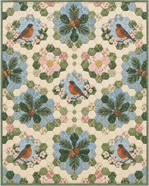 Michigan Garden Hexagons quilt blanket design