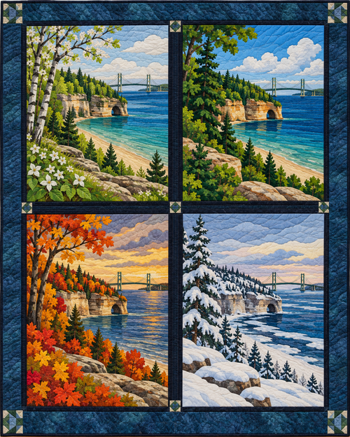 Michigan Seasonal Windows quilt blanket design