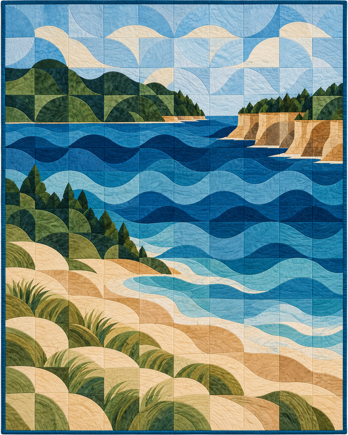 Michigan Rolling Curves quilt blanket design