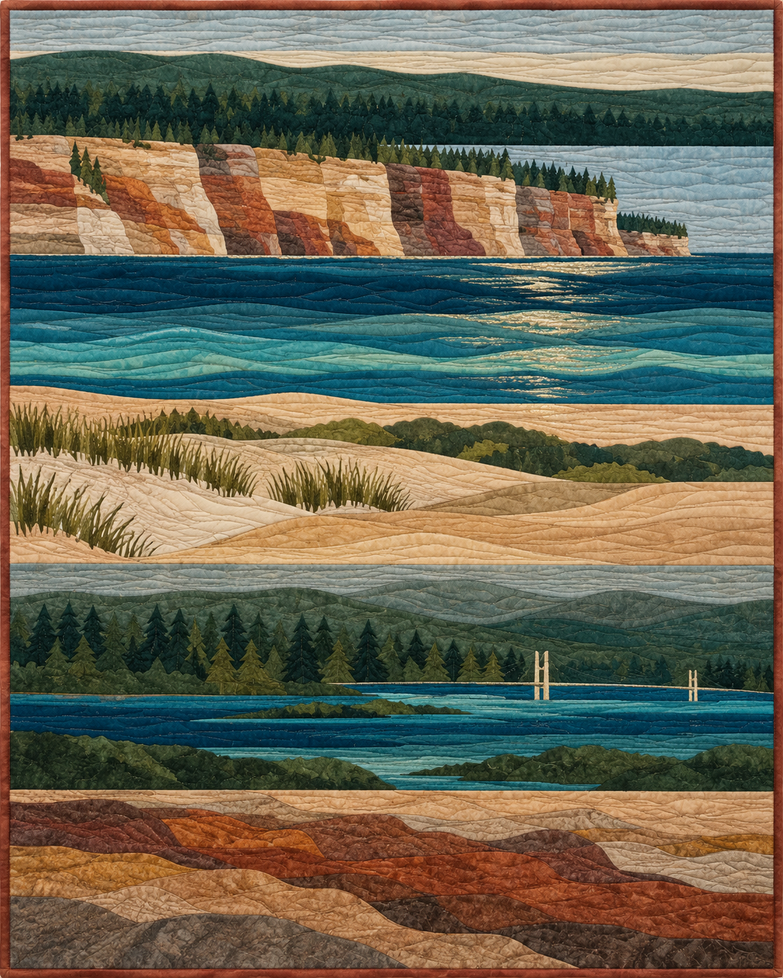 Michigan Landscape Strata quilt blanket design