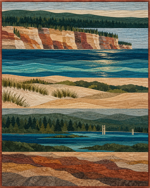 Michigan Landscape Strata quilt blanket design