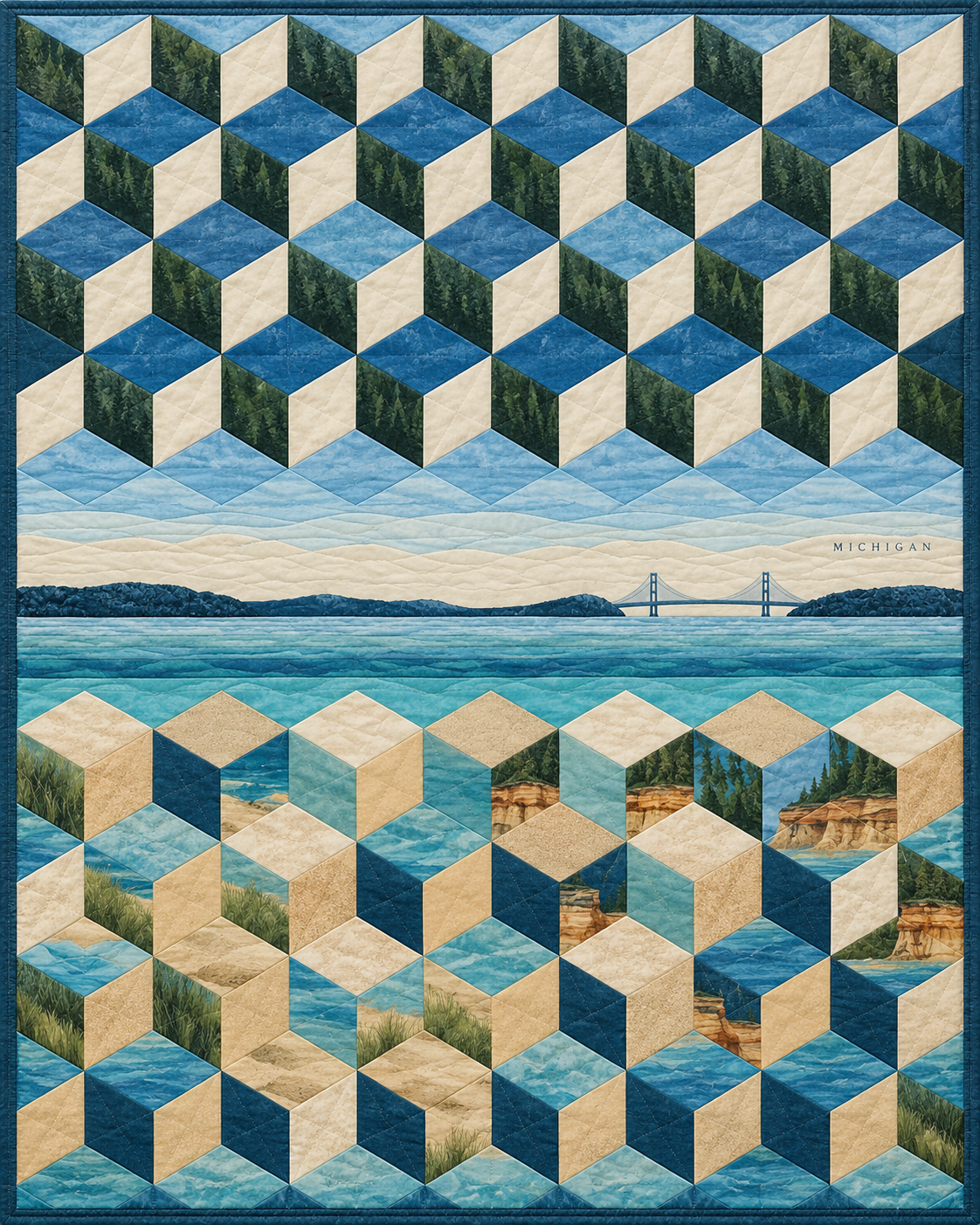 Michigan Diamond Horizon quilt blanket design