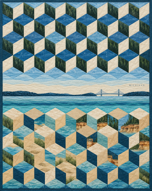 Michigan Diamond Horizon quilt blanket design