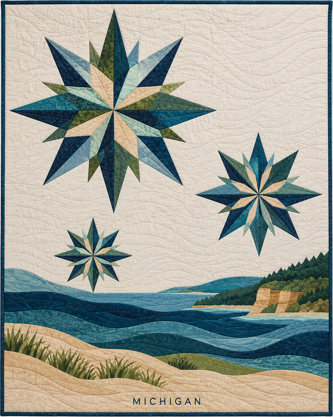 Michigan Modern Compass quilt blanket design