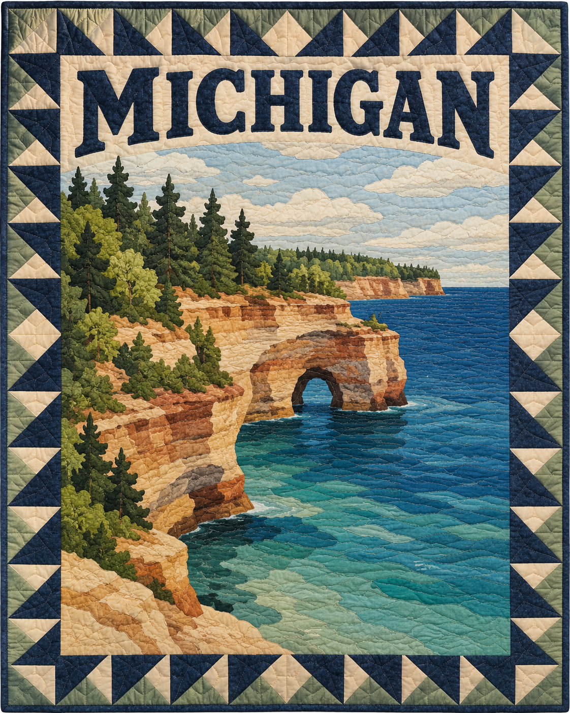 Michigan Scenic Postcard quilt blanket design