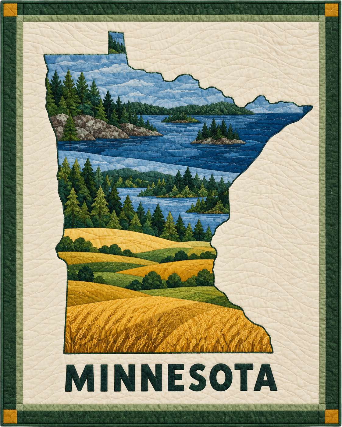 Minnesota State Silhouette quilt blanket design