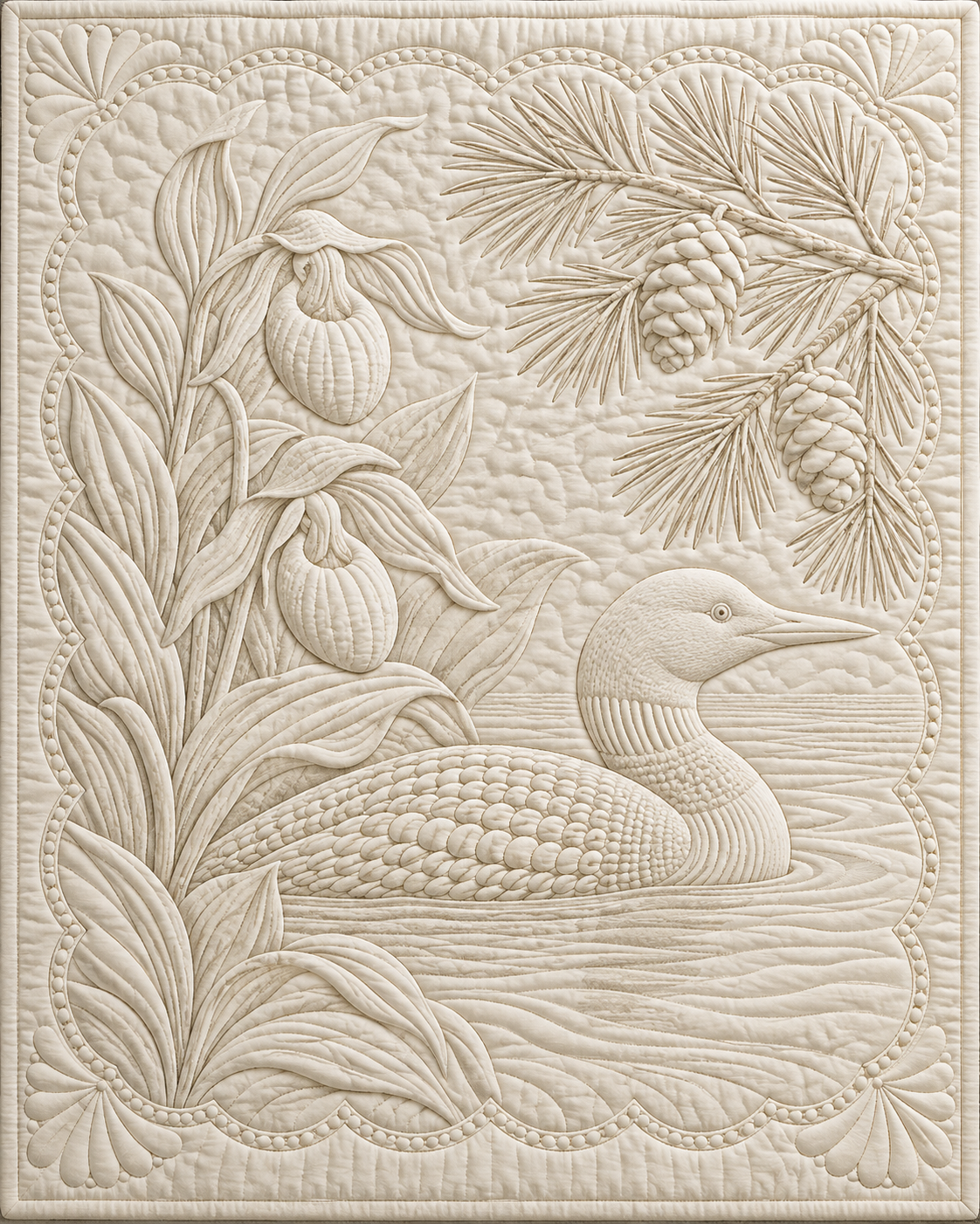 Minnesota Botanical Whitework quilt blanket design