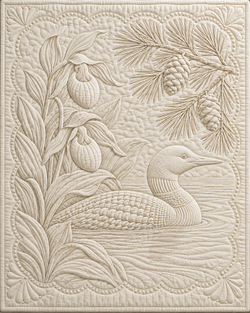Minnesota Botanical Whitework quilt blanket design