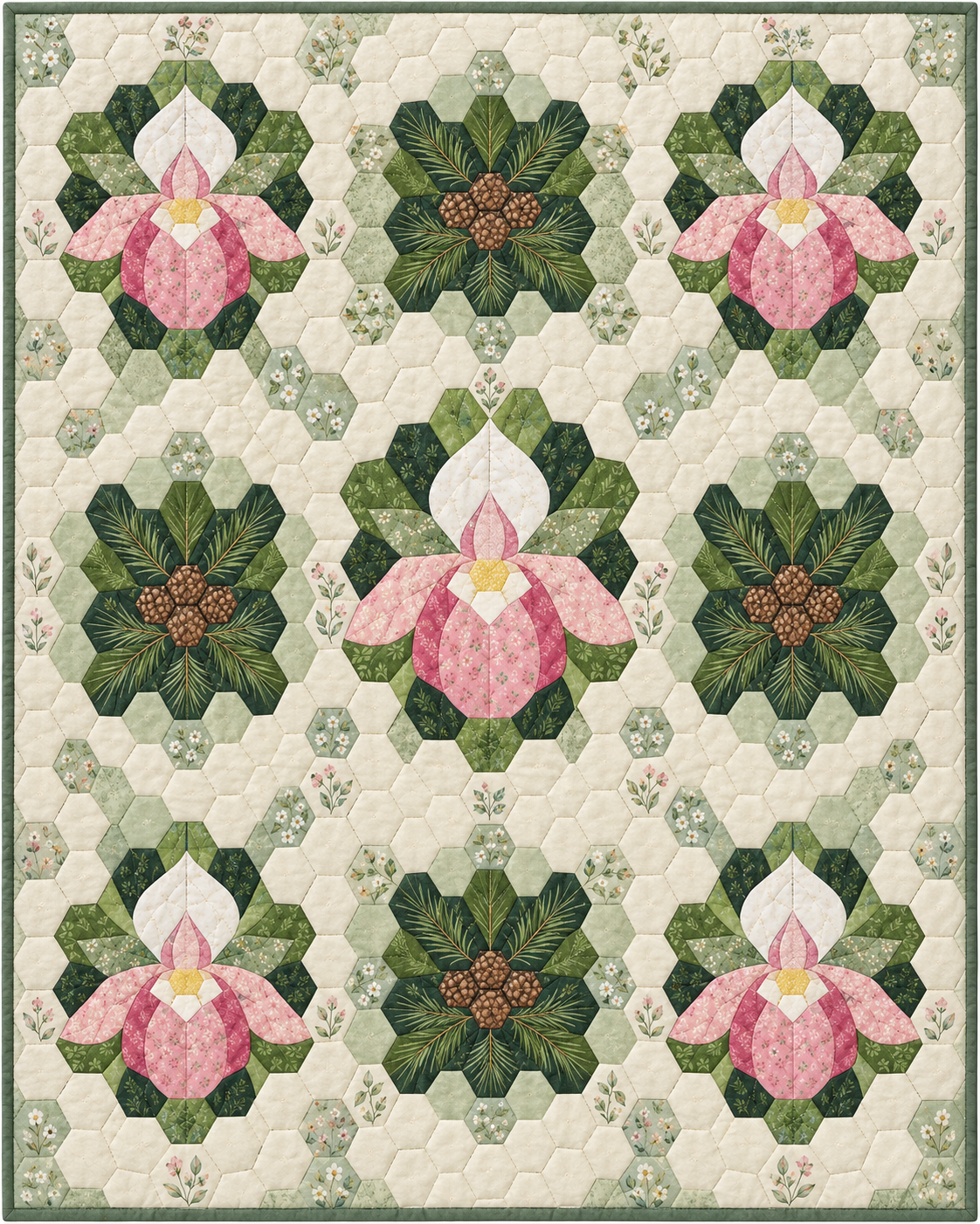 Minnesota Garden Hexagons quilt blanket design