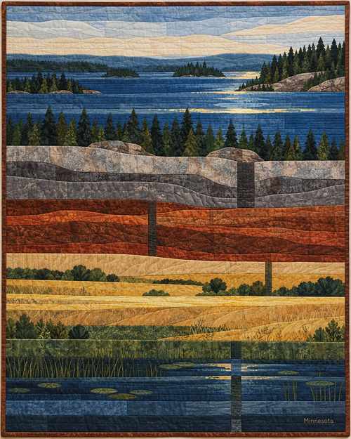 Minnesota Landscape Strata quilt blanket design