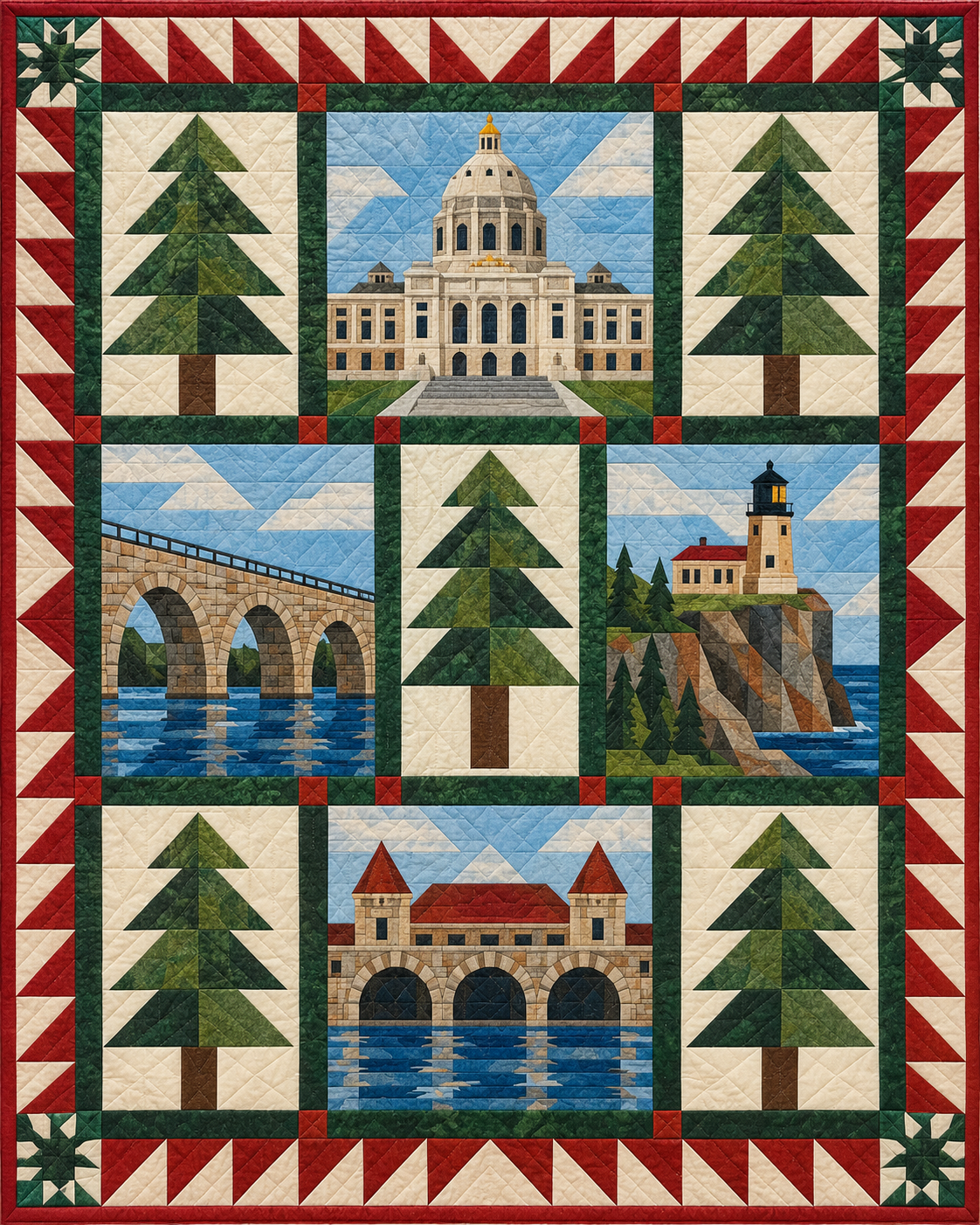 Minnesota Town Houses quilt blanket design