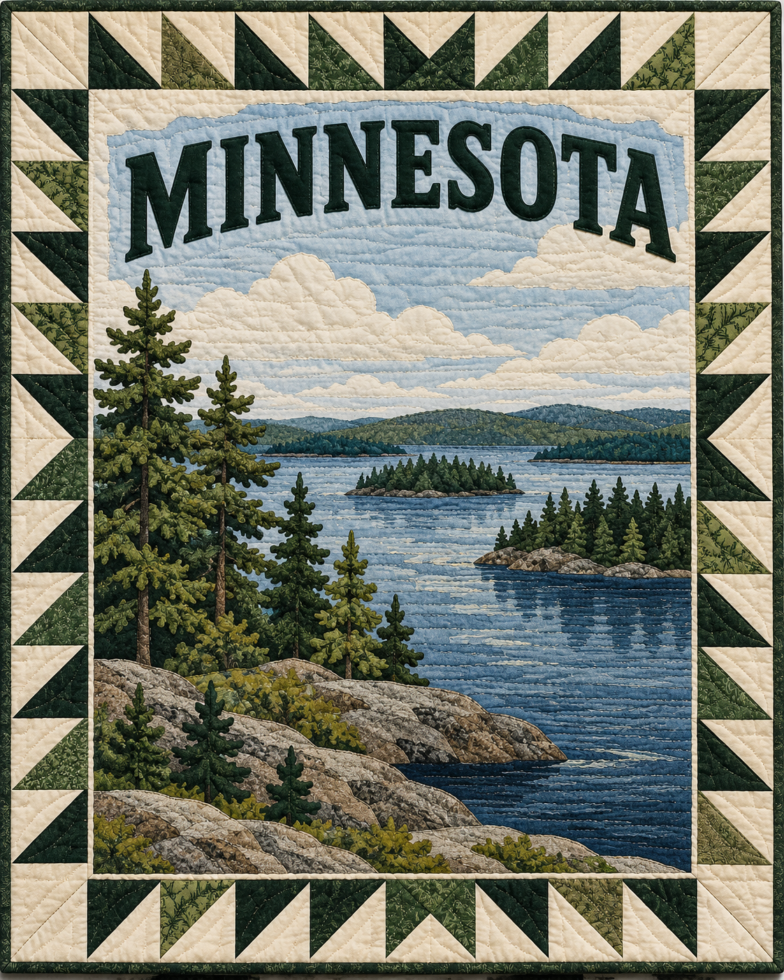 Minnesota Scenic Postcard quilt blanket design