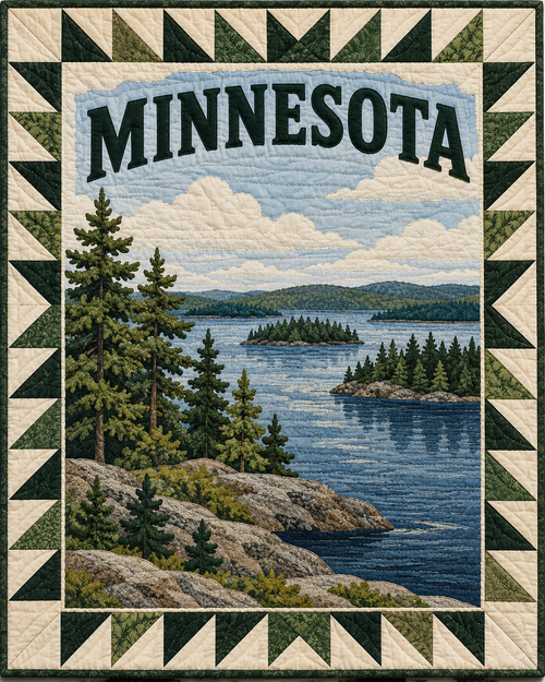 Minnesota Scenic Postcard quilt blanket design