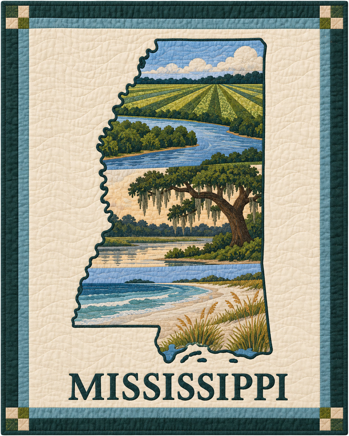 Mississippi State Silhouette quilt blanket design