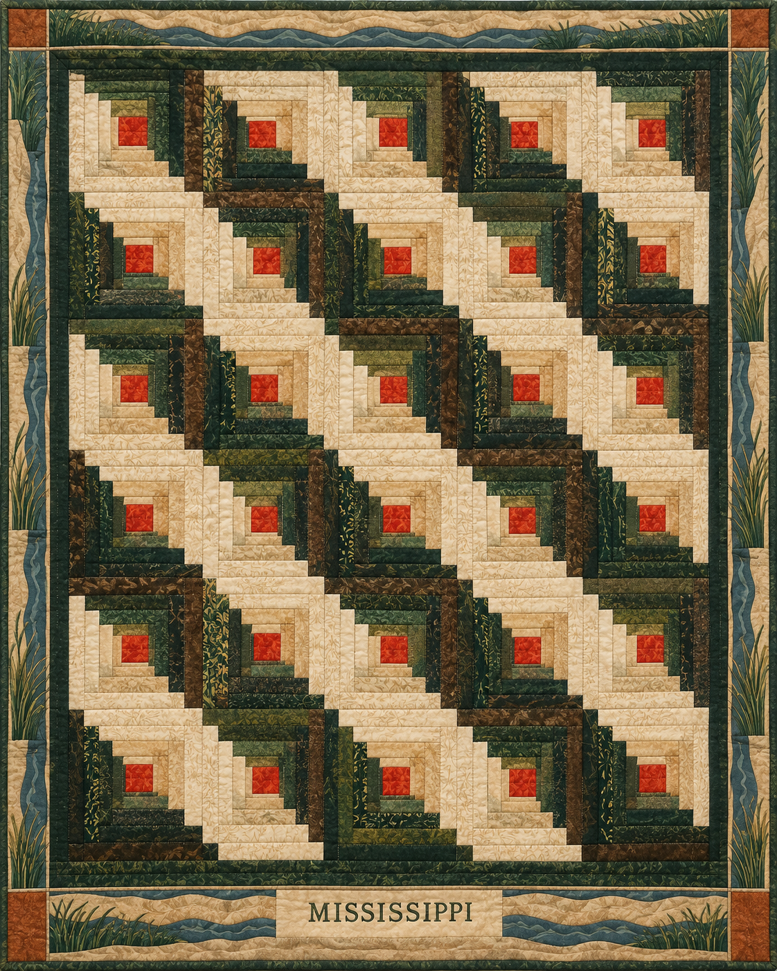 Mississippi Cabin Light quilt blanket design