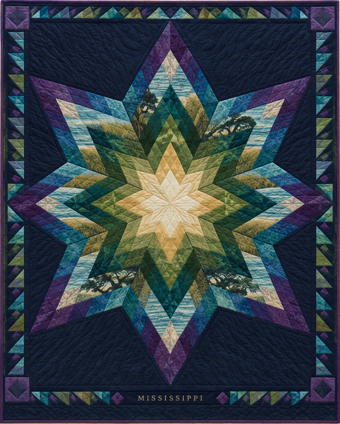 Mississippi Night Stars quilt blanket design