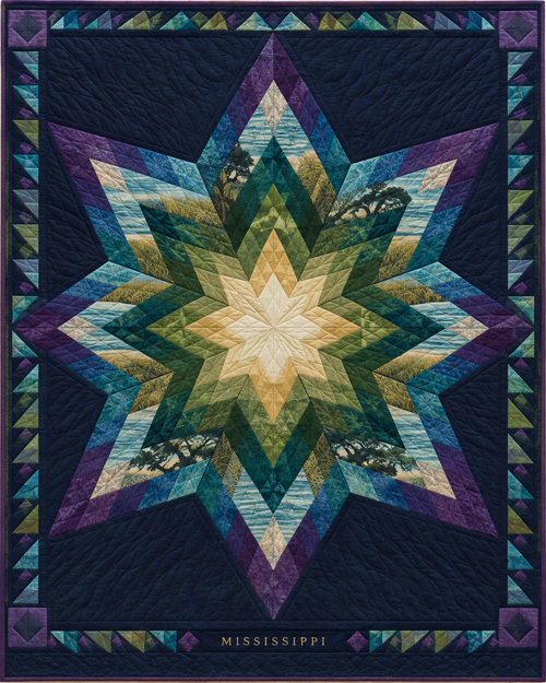 Mississippi Night Stars quilt blanket design