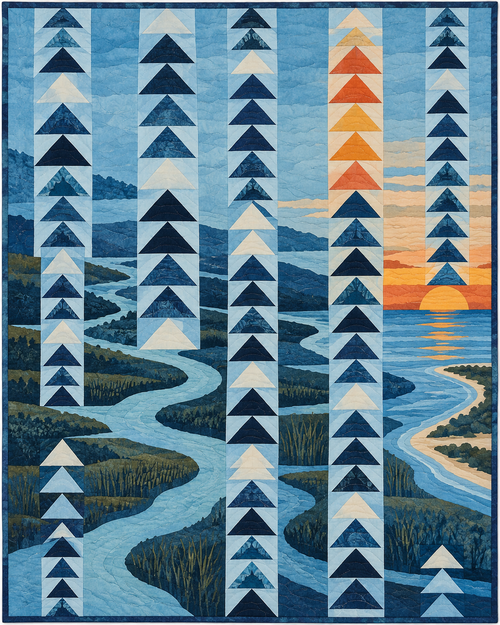 Mississippi Waterway Geese quilt blanket design