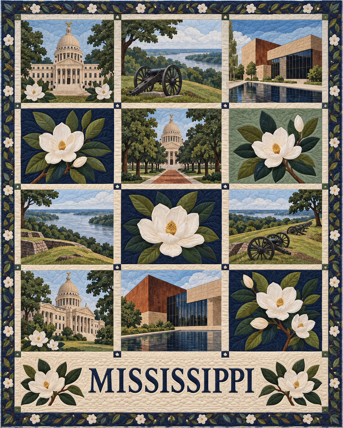 Mississippi Heritage Album quilt blanket design