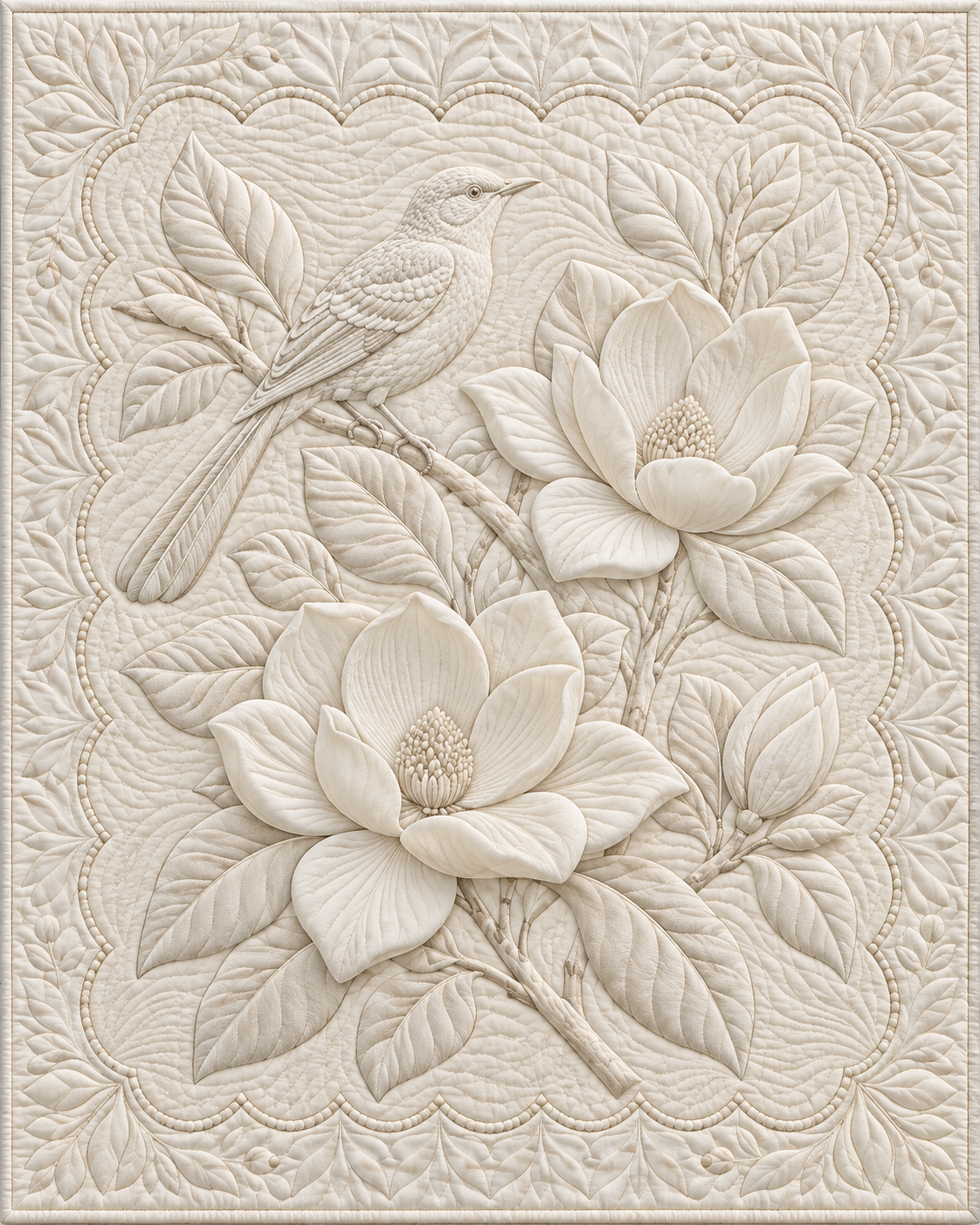 Mississippi Botanical Whitework quilt blanket design