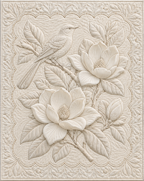Mississippi Botanical Whitework quilt blanket design