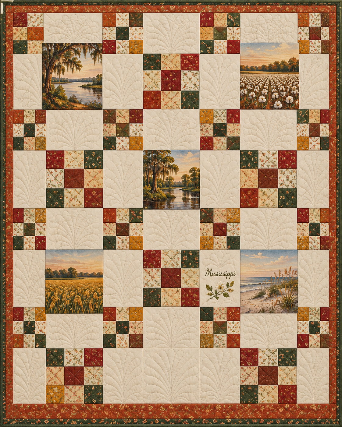 Mississippi Harvest Chain quilt blanket design