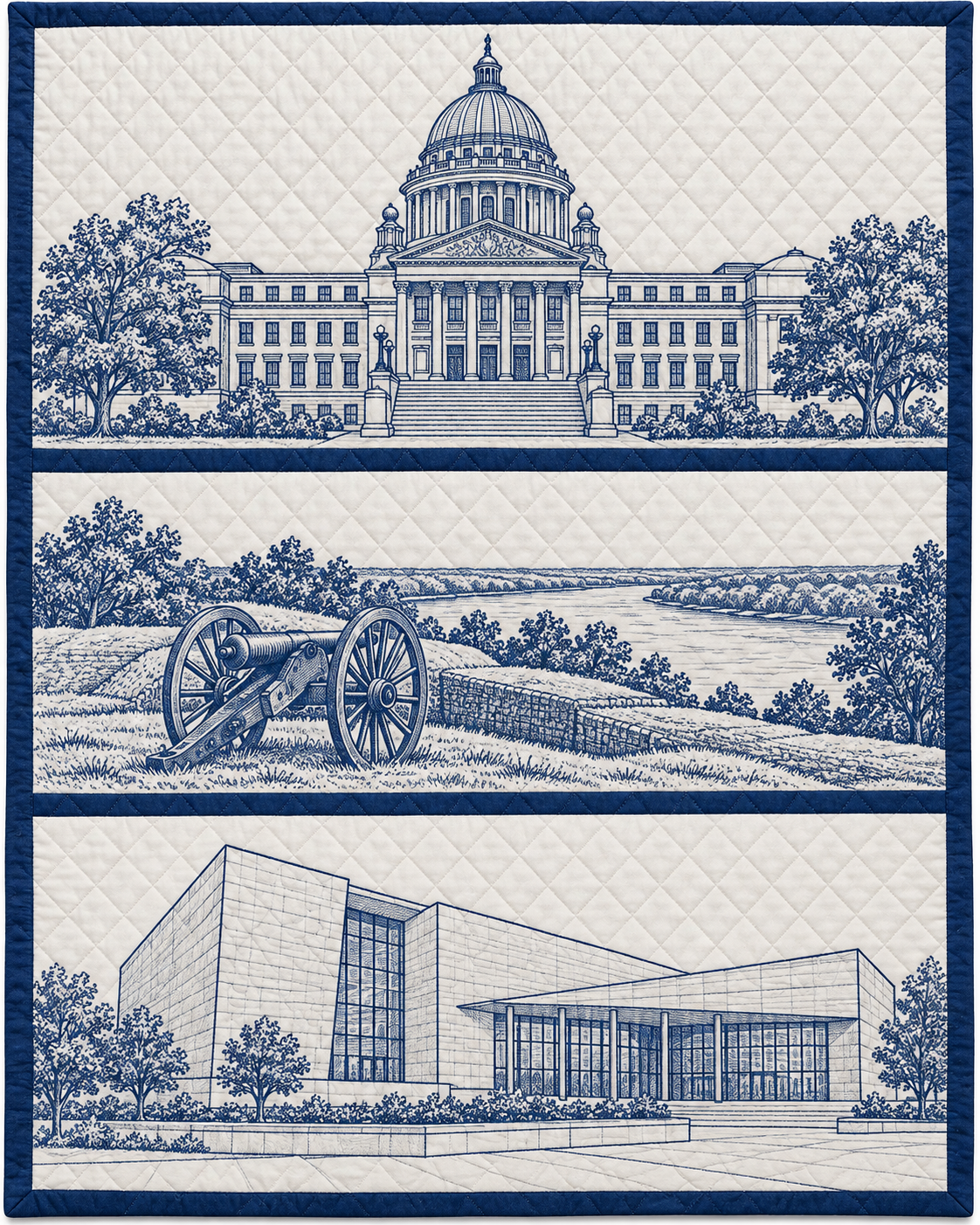 Mississippi Landmark Bluework quilt blanket design