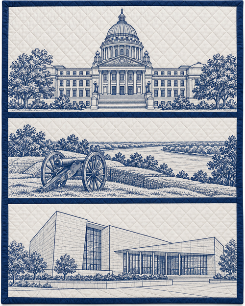 Mississippi Landmark Bluework quilt blanket design