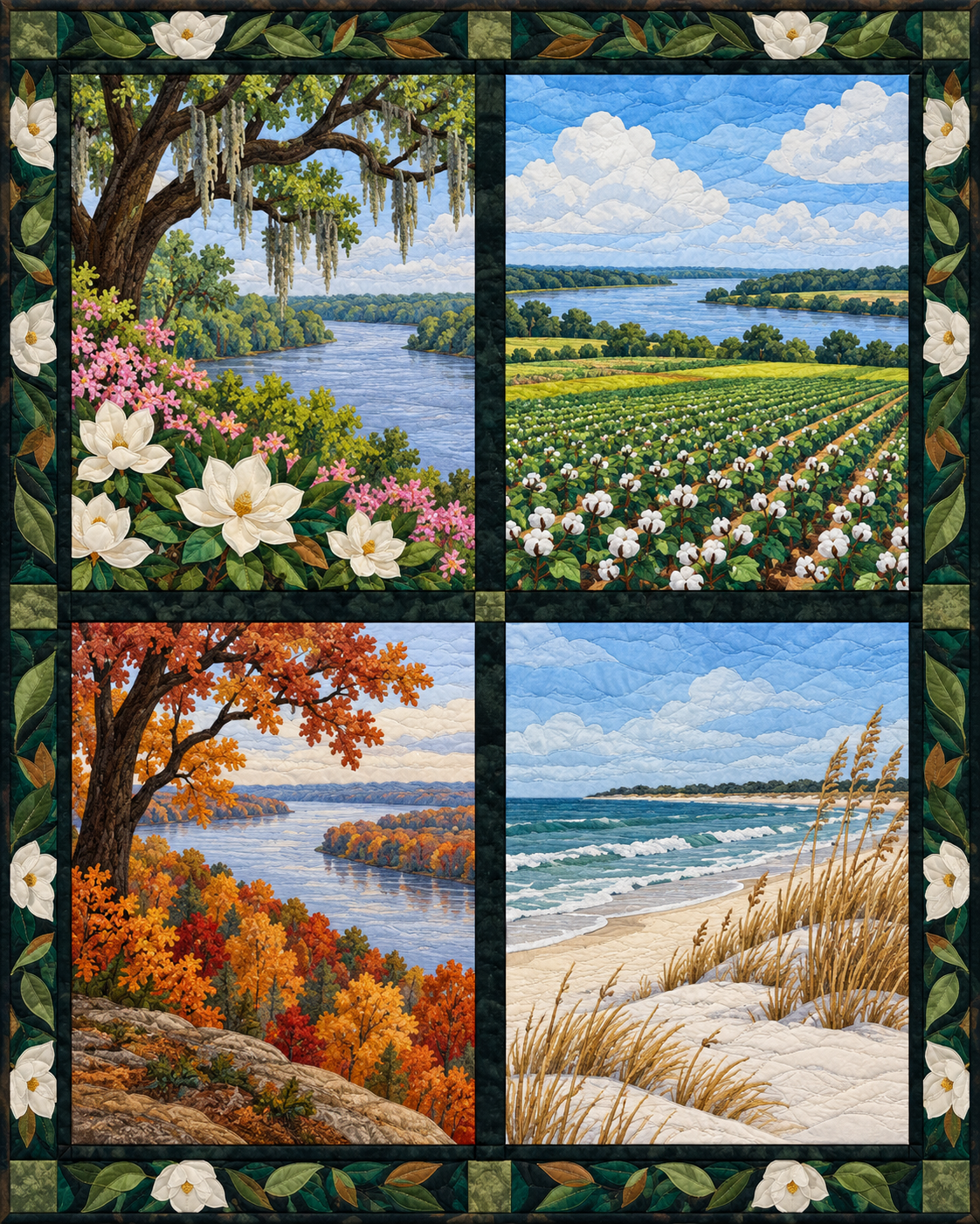 Mississippi Seasonal Windows quilt blanket design