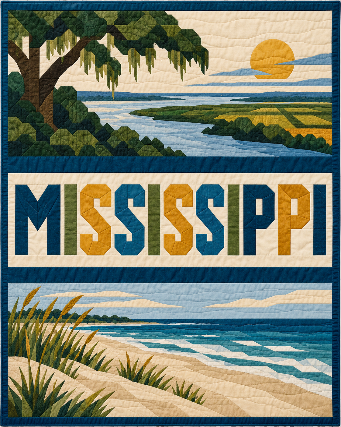 Mississippi Typography Bars quilt blanket design