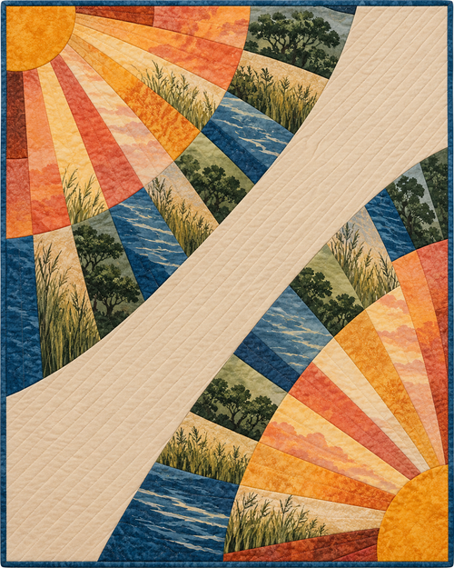 Mississippi Sunrise Fans quilt blanket design