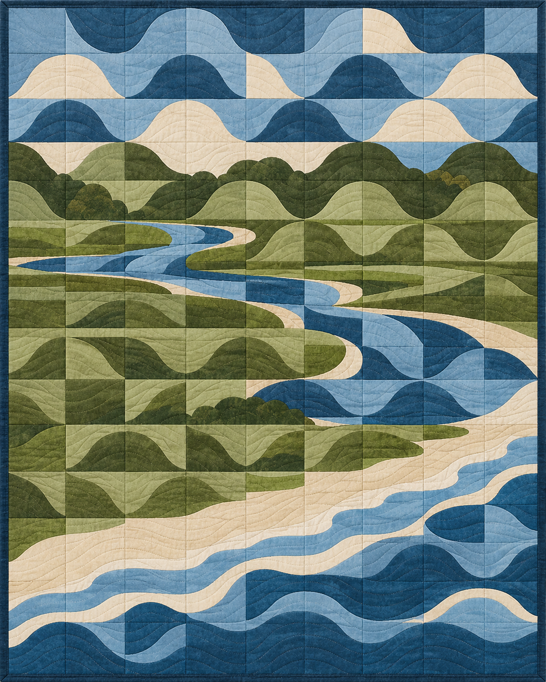 Mississippi Rolling Curves quilt blanket design