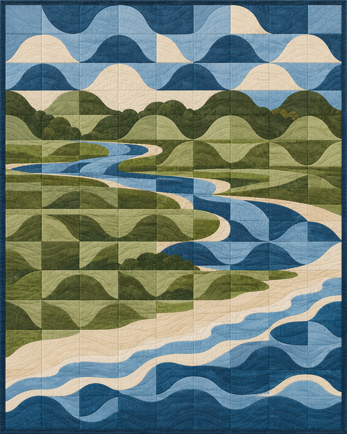 Mississippi Rolling Curves quilt blanket design