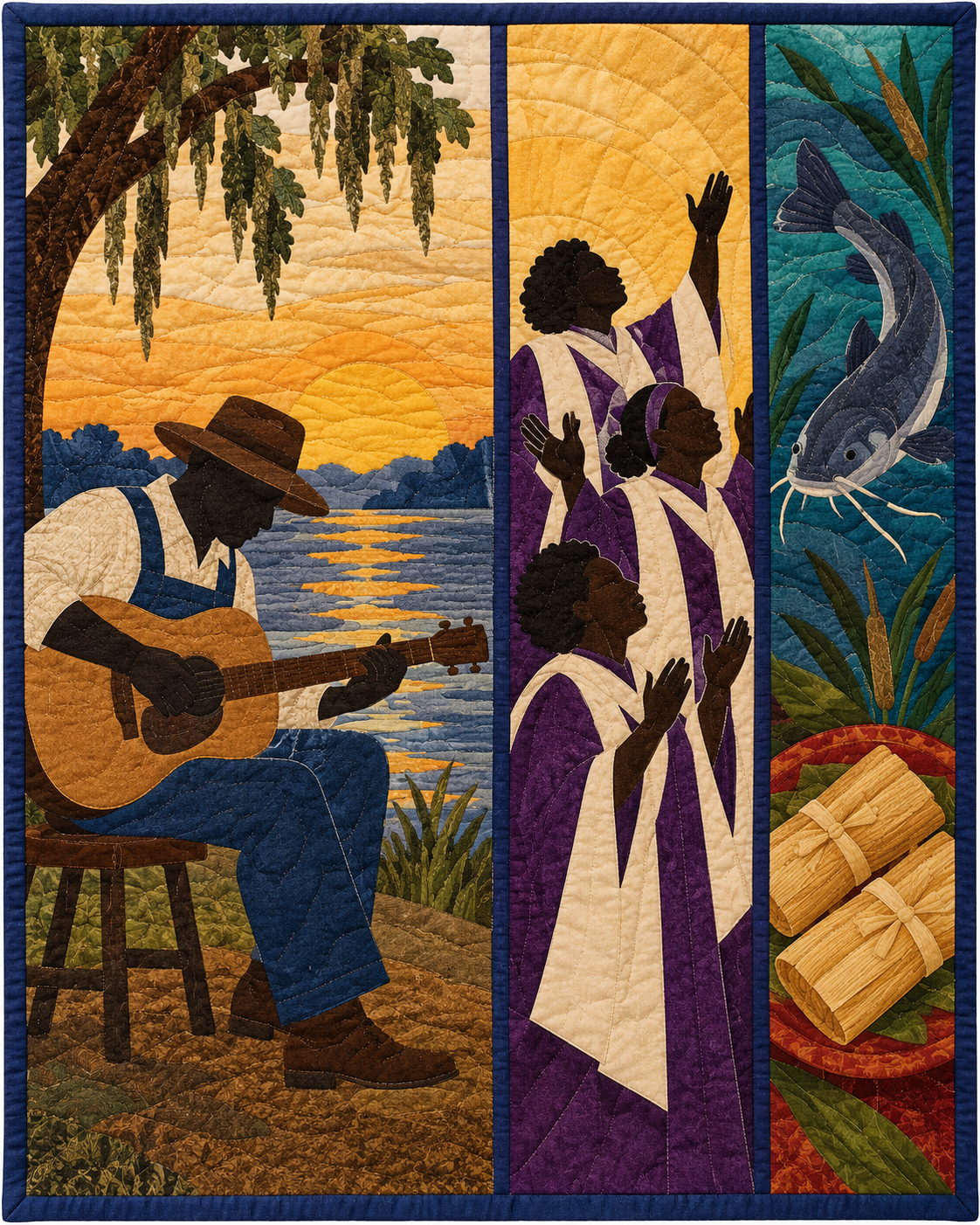 Mississippi Music and Gathering quilt blanket design