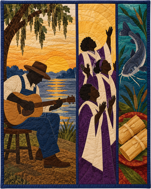 Mississippi Music and Gathering quilt blanket design