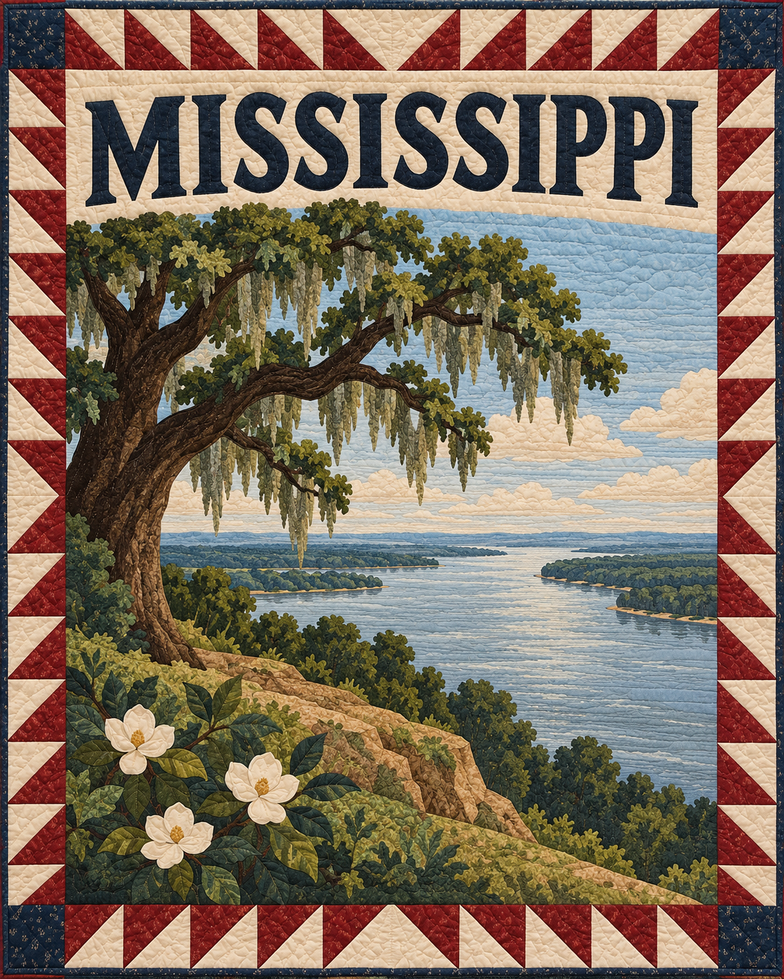 Mississippi Scenic Postcard quilt blanket design