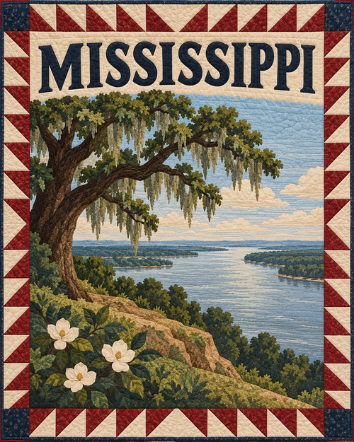 Mississippi Scenic Postcard quilt blanket design