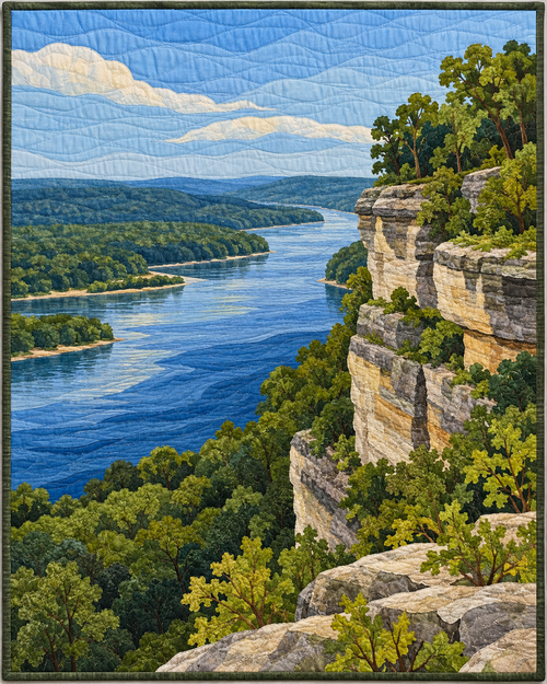 Missouri River Landscape quilt blanket design
