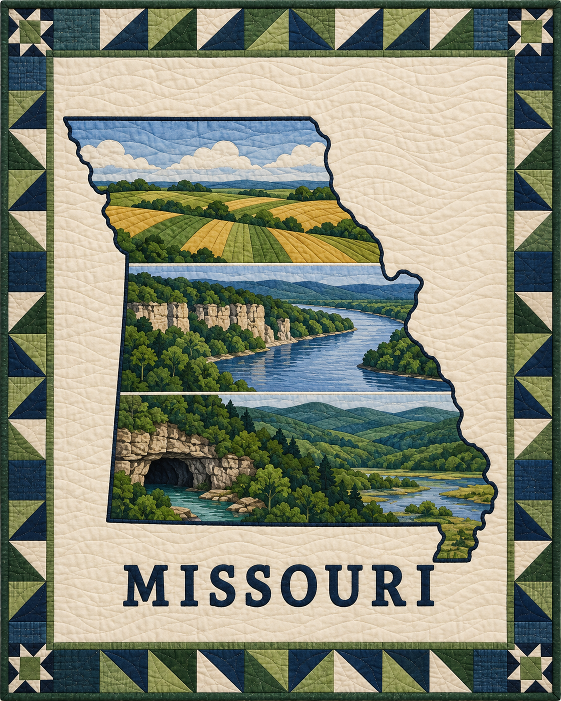 Missouri State Silhouette quilt blanket design