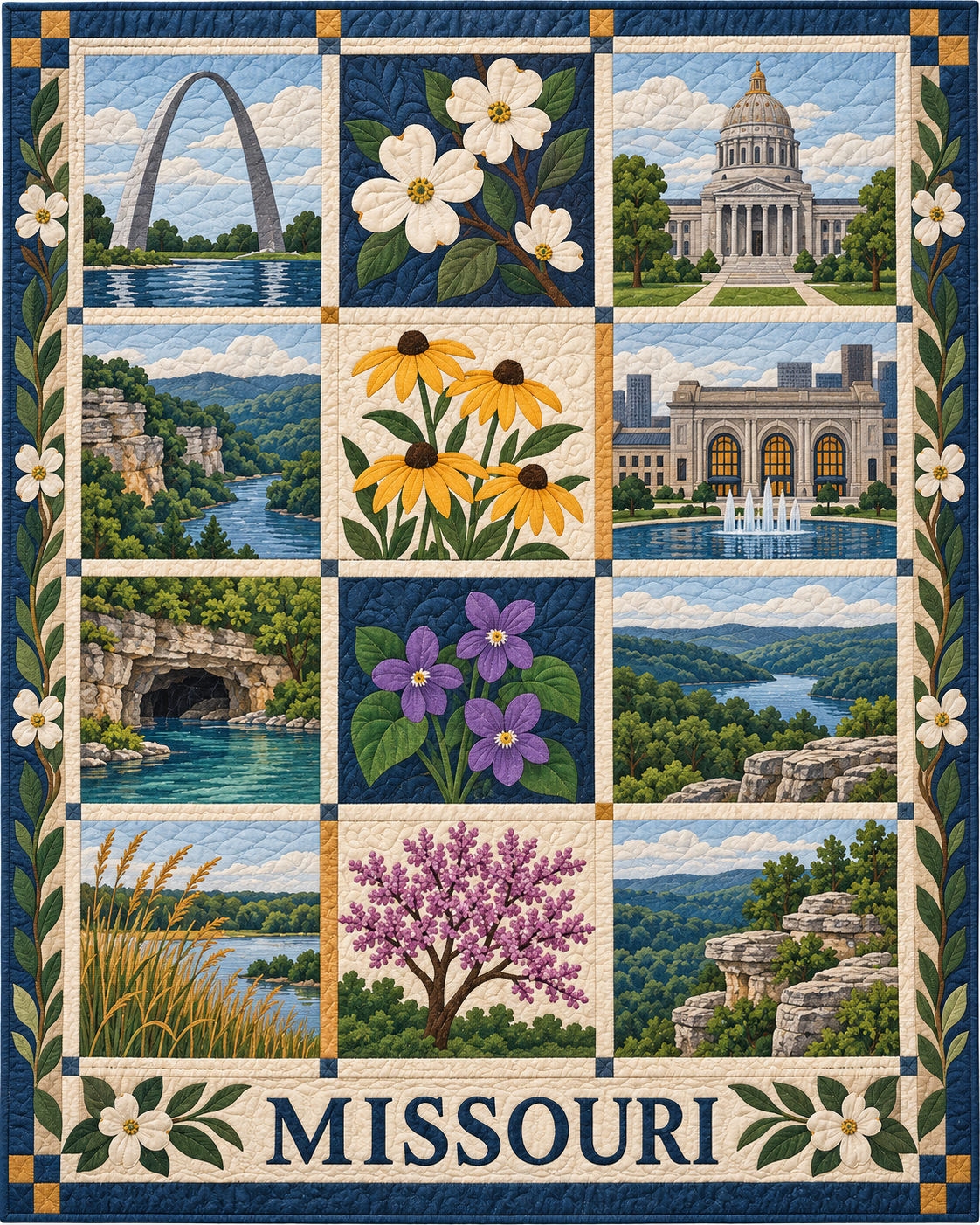 Missouri Heritage Album quilt blanket design