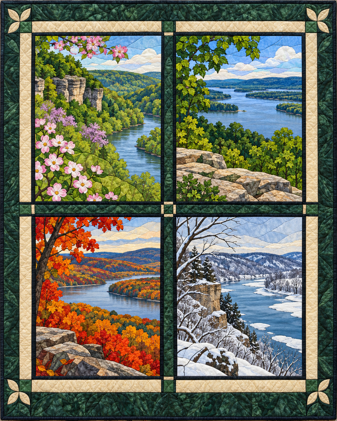 Missouri Seasonal Windows quilt blanket design