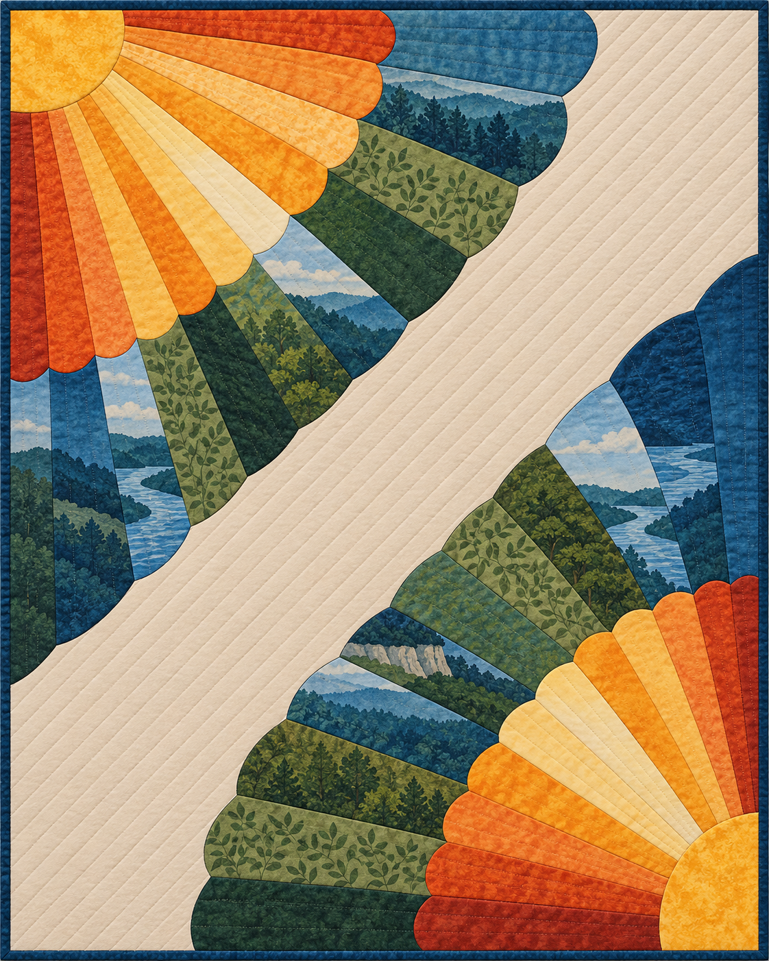 Missouri Sunrise Fans quilt blanket design