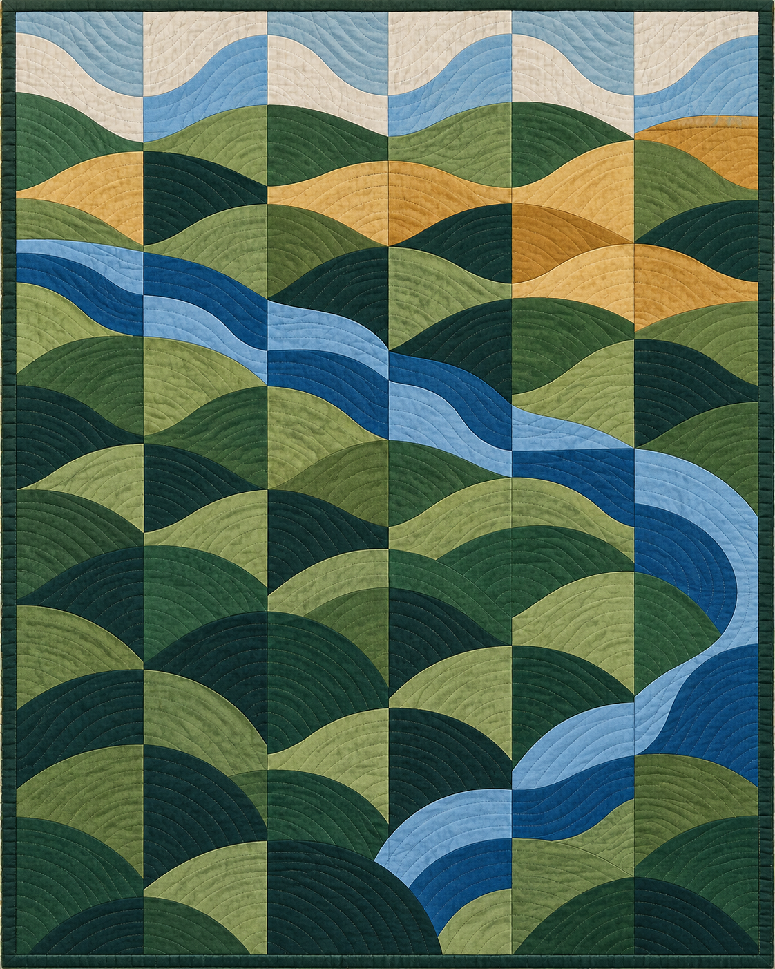 Missouri Rolling Curves quilt blanket design