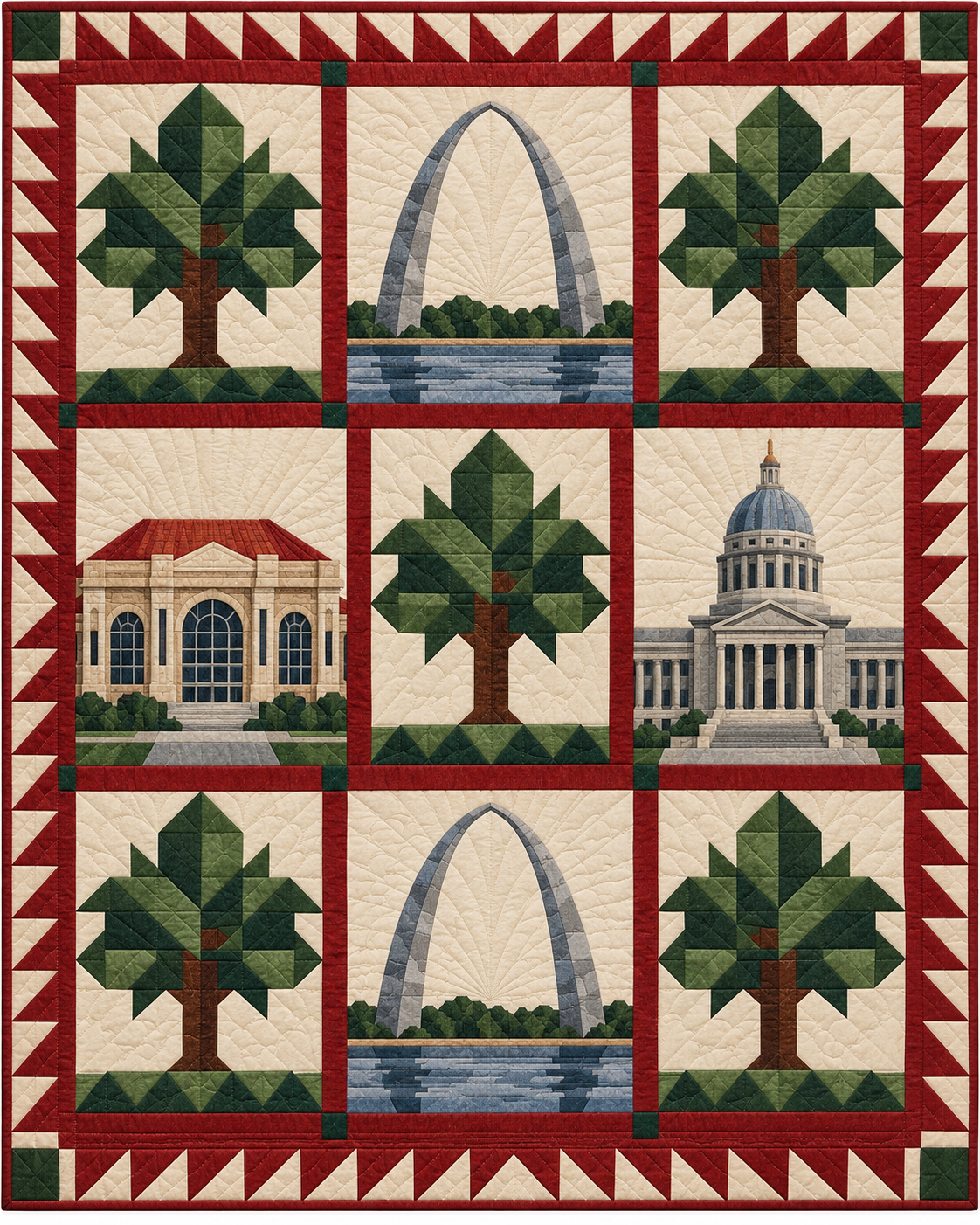 Missouri Town Houses quilt blanket design