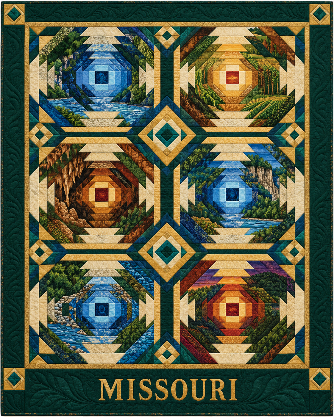 Missouri Pineapple Radiance quilt blanket design