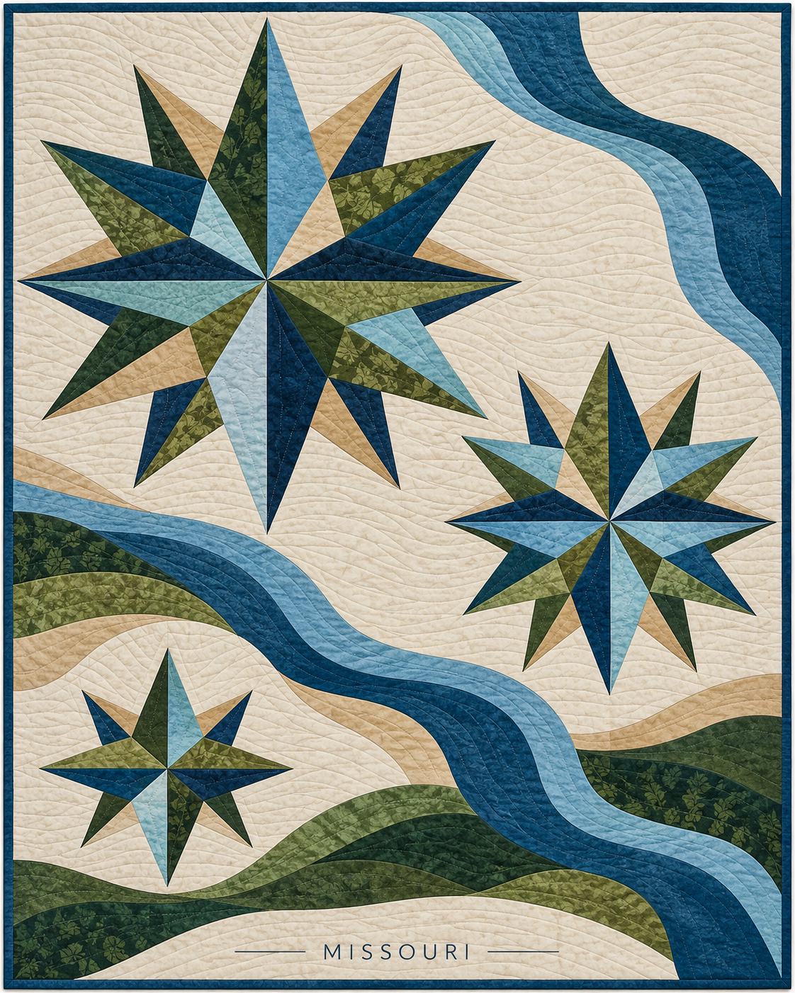 Missouri Modern Compass quilt blanket design