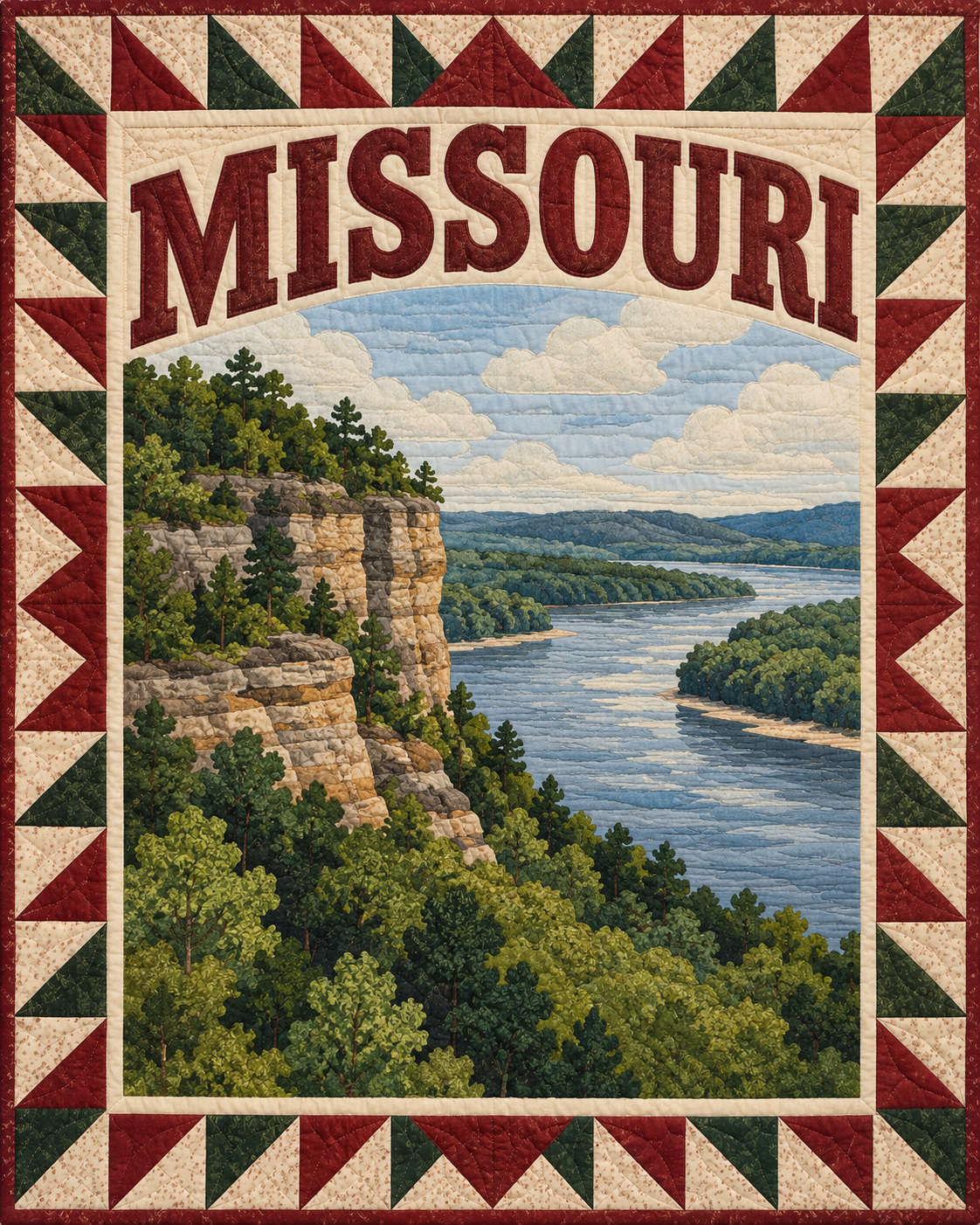 Missouri Scenic Postcard quilt blanket design