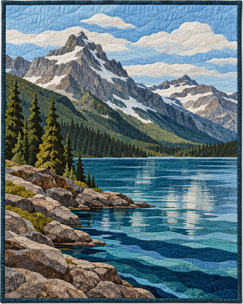 Montana River Landscape quilt blanket design
