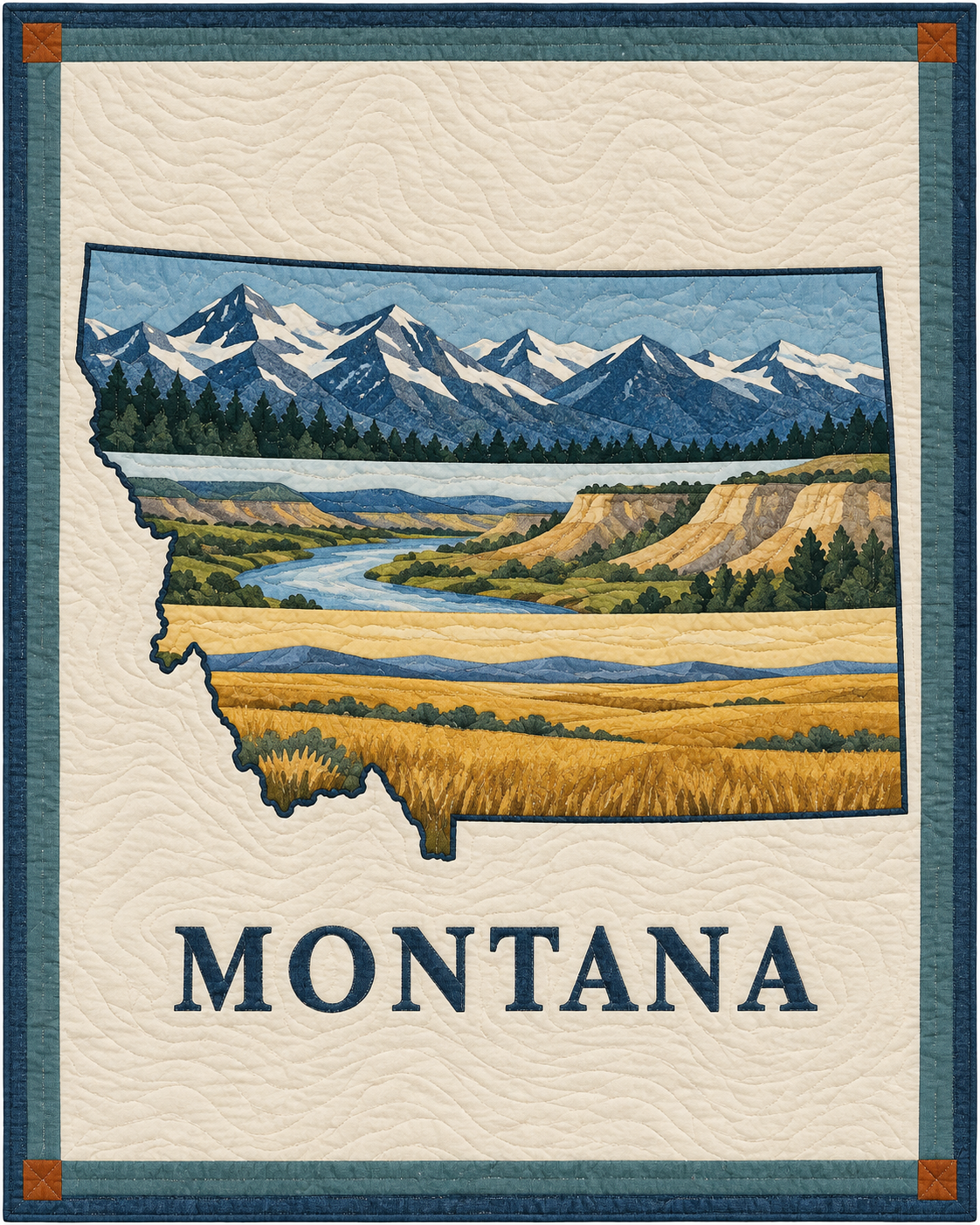 Montana State Silhouette quilt blanket design
