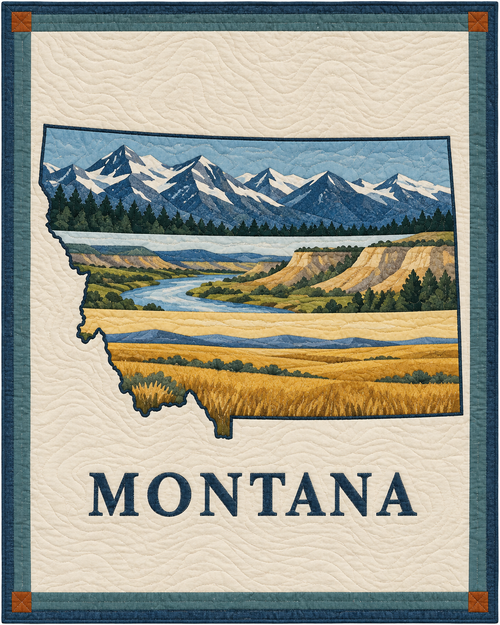 Montana State Silhouette quilt blanket design